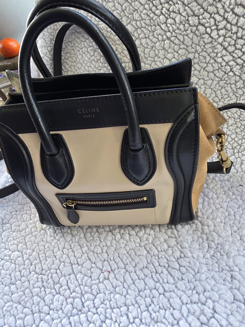 Celine Black and Cream Mini Luggage Bag with Tan Sides - Picture 2 of 16